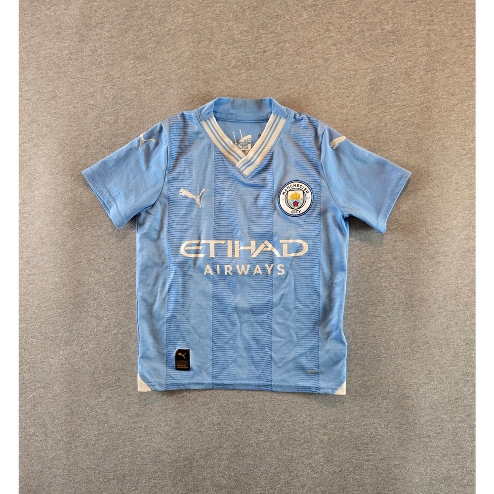 Puma Manchester City Jersey Kids XS Blue 2023/24 Haaland 9 Home Shirt Soccer